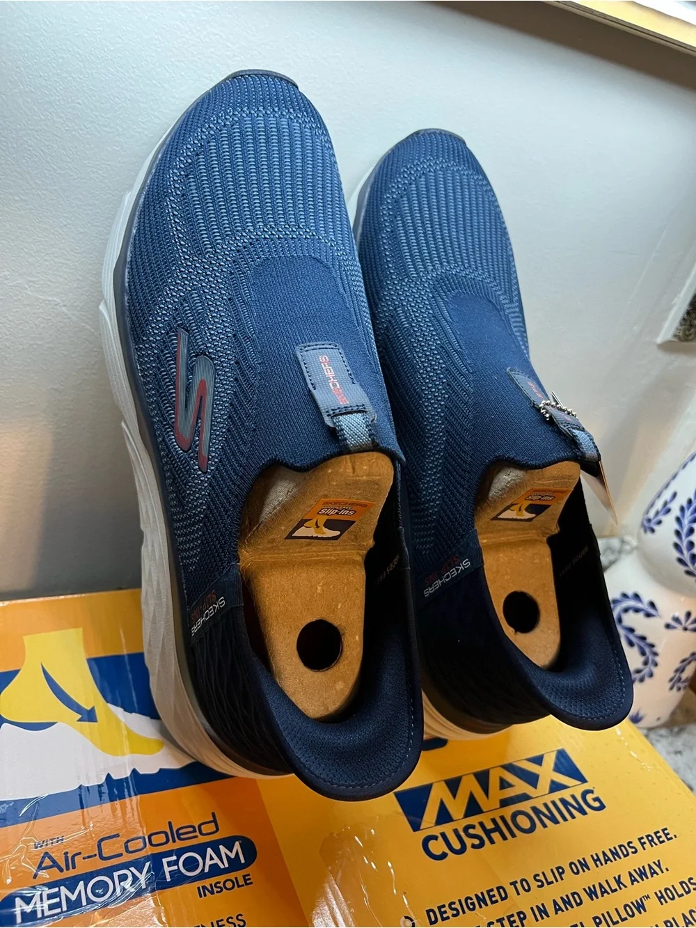 Skechers Navy hands free Slip-On Knit Walking Shoes